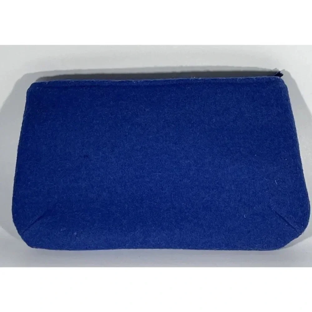 Womens Makeup Pouch Cosmetic Wallet Blue Felted Skull Crossbones Punk‎ Goth